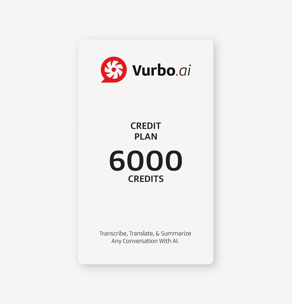 Vurbo.ai Pay-as-you-go Prepaid Pack (6000 Credits - Digital License) – предплатен пакет с 6000 кредита | JAR Computers Vurbo.ai Pay-as-you-go Prepaid Pack (6000 Credits - Digital License) – предплатен пакет с 6000 кредита