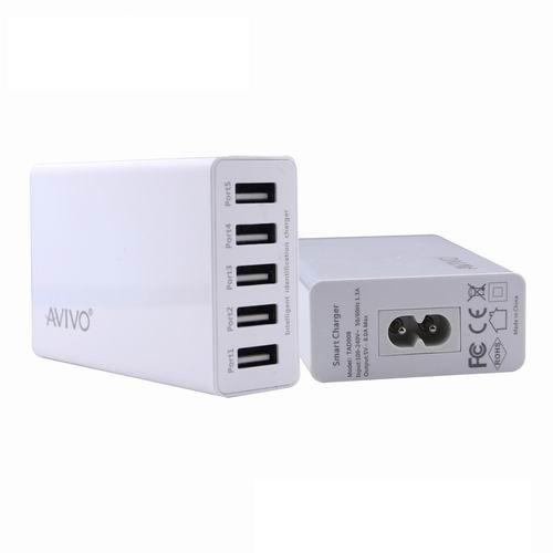 Захранване с 5 USB изхода за мобилни телефони и таблети - TIPX AVIVO USB wall charger (бял) | JAR Computers Захранване с 5 USB изхода за мобилни телефони и таблети - TIPX AVIVO USB wall charger (бял)