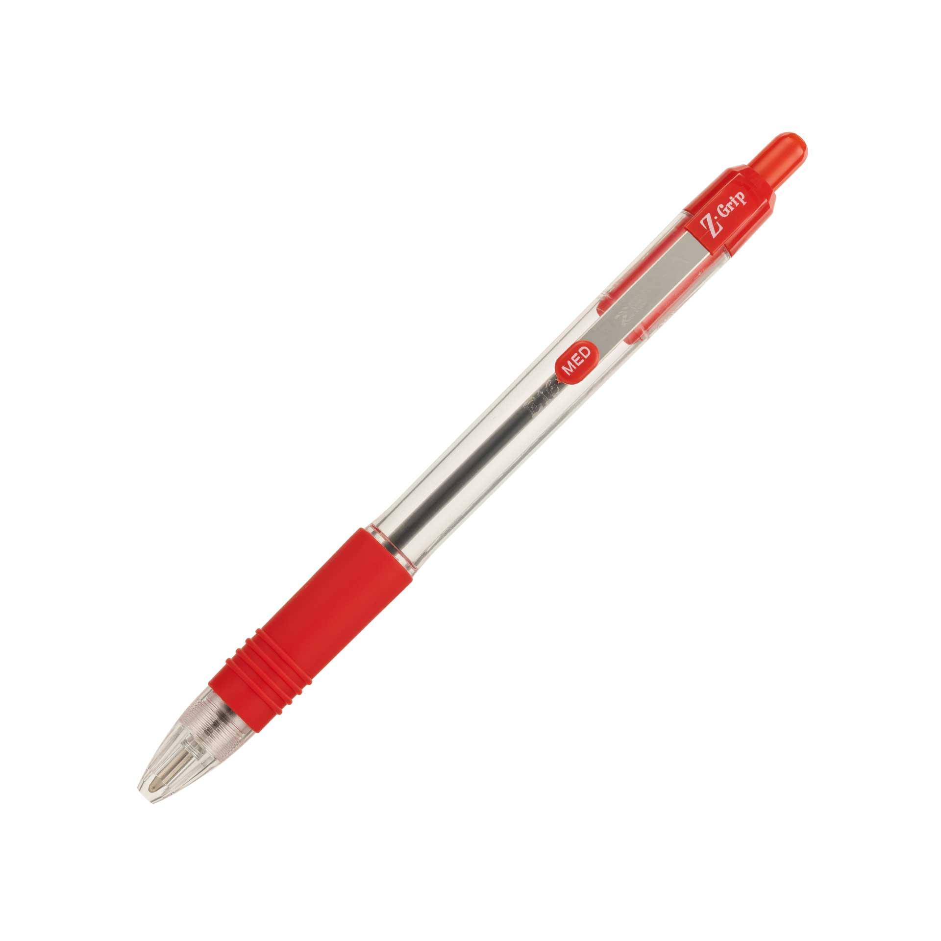 Zebra Химикалка Z-Grip, прозрачна, 1.0 mm, червена