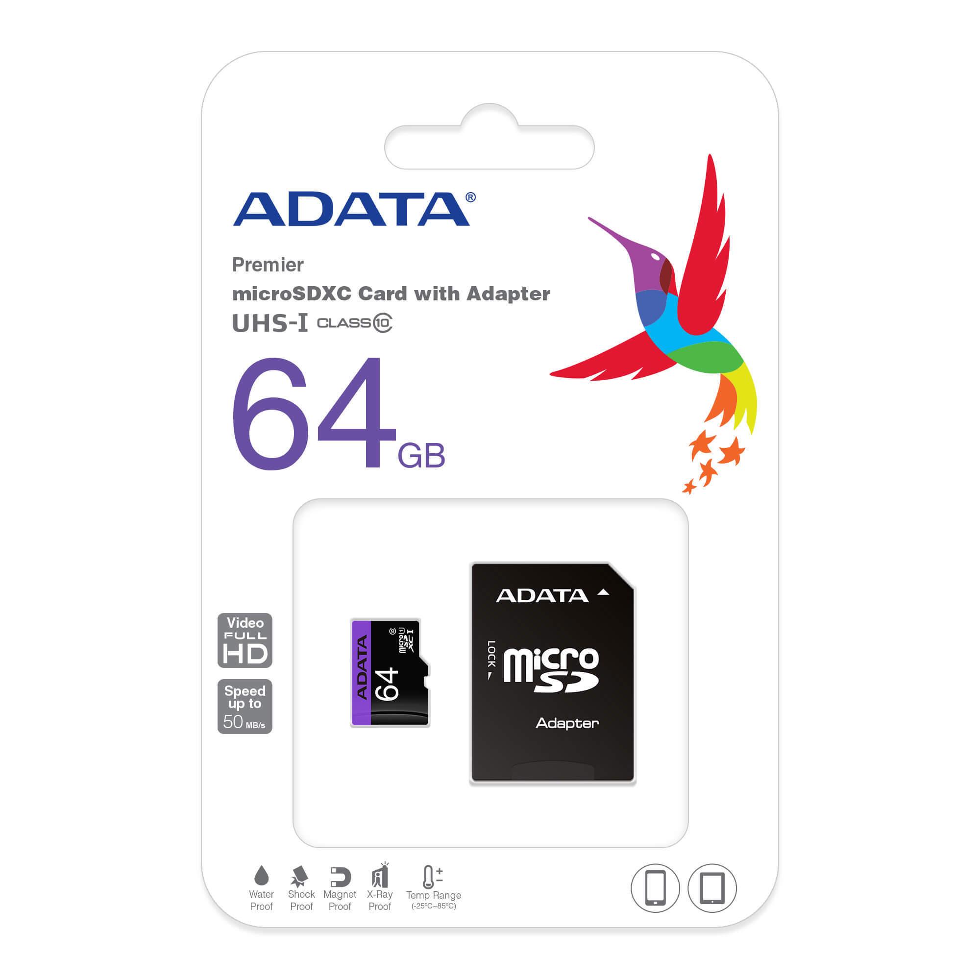 ADATA SDMICRO 64GB UHS-I CL10 PLASTIC - AUSDX64GUICL10-RA1 | JAR Computers ADATA SDMICRO 64GB UHS-I CL10 PLASTIC - AUSDX64GUICL10-RA1