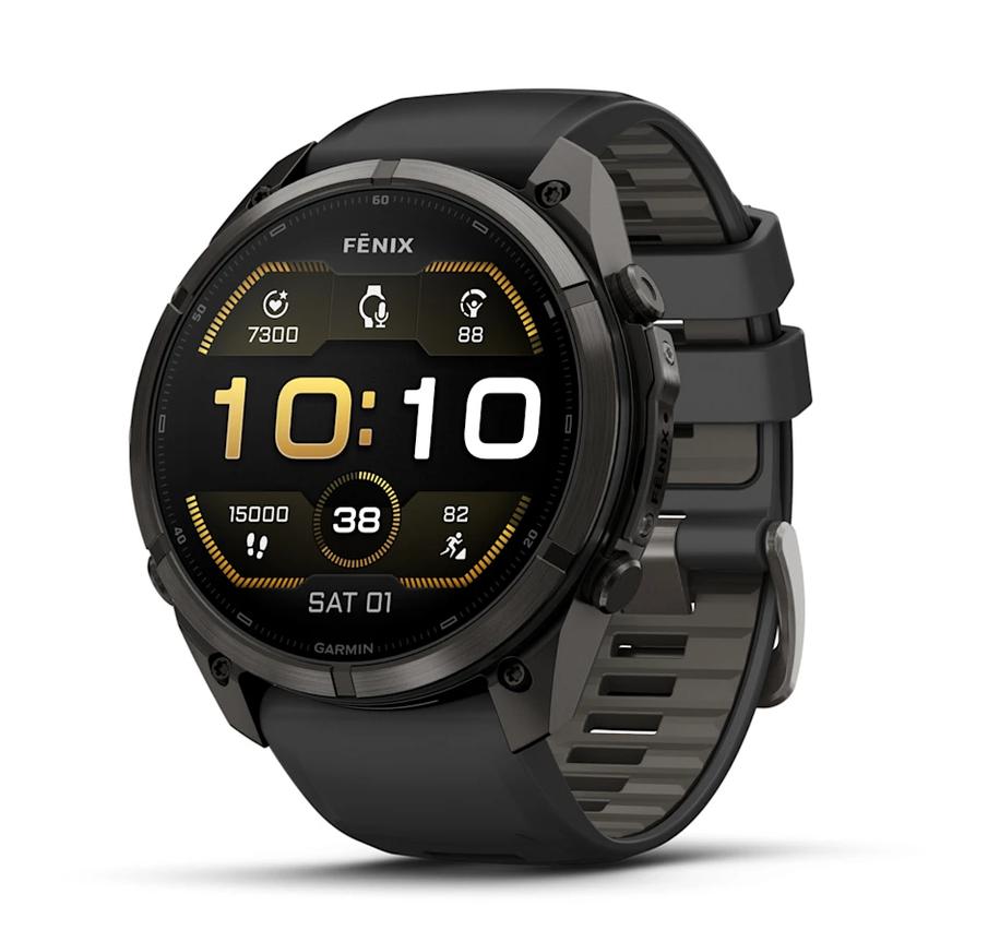 fēnix® 9 Pro - 51 мм - Carbon Gray DLC Titanium с Black/Pebble Grey силиконова каишка | JAR Computers fēnix® 9 Pro - 51 мм - Carbon Gray DLC Titanium с Black/Pebble Grey силиконова каишка
