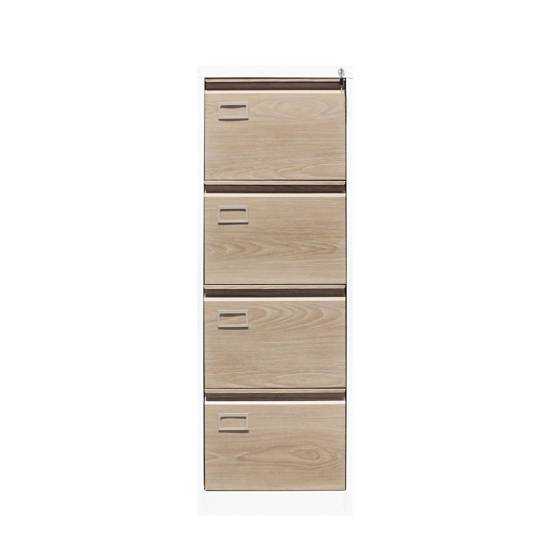 Кардекс RFG, метален, 1 x 4 чекмеджета, 452 х 620 х 1331 mm, кехлибарен дъб и бяло