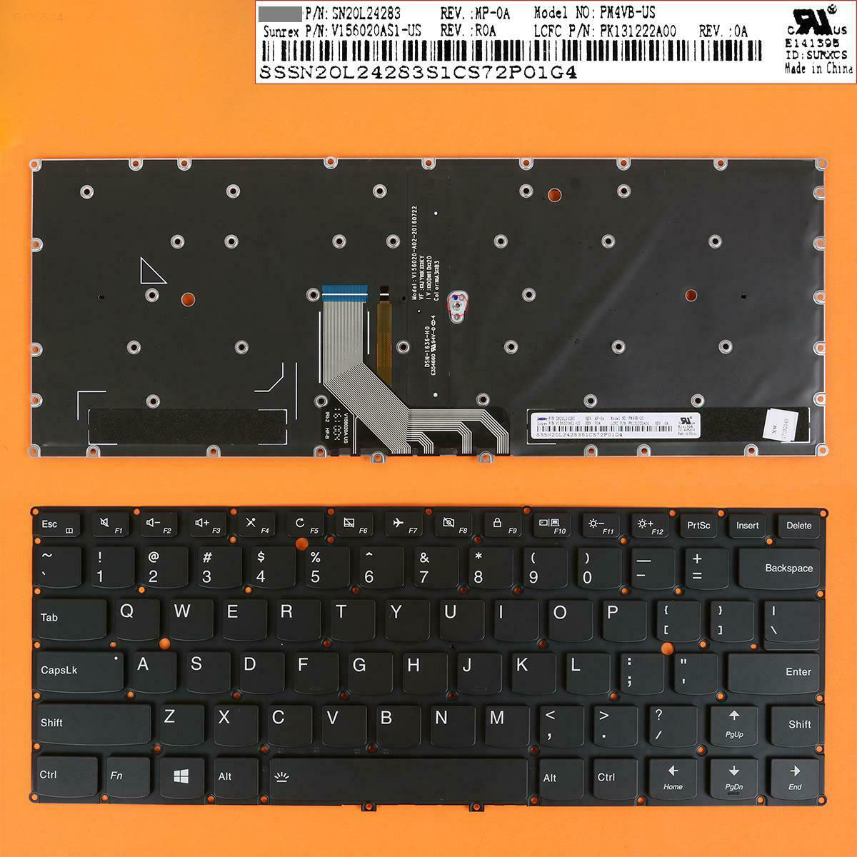 Клавиатура за лаптоп Lenovo Yoga 910-13IKB Yoga 5 Pro Черна Без Рамка (Малък Ентър) с Подсветка / Black Without Frame With Backlit US Оригинална | JAR Computers Клавиатура за лаптоп Lenovo Yoga 910-13IKB Yoga 5 Pro Черна Без Рамка (Малък Ентър) с Подсветка / Black Without Frame With Backlit US Оригинална