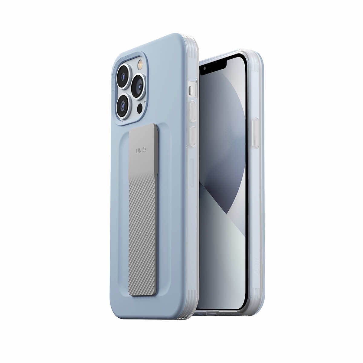 Uniq Heldro Mount Case - хибриден удароустойчив кейс с лента за ръка за iPhone 13 Pro (син)
