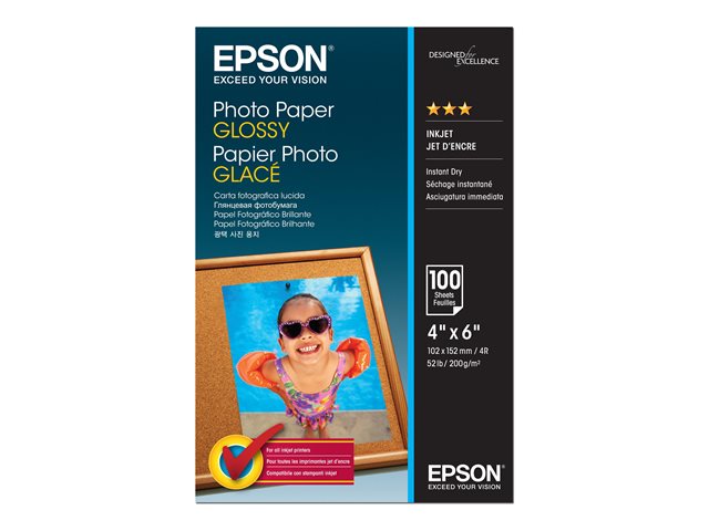 EPSON Photo paper glossy 100x150mm 100 sheets 1-pack | JAR Computers EPSON Photo paper glossy 100x150mm 100 sheets 1-pack