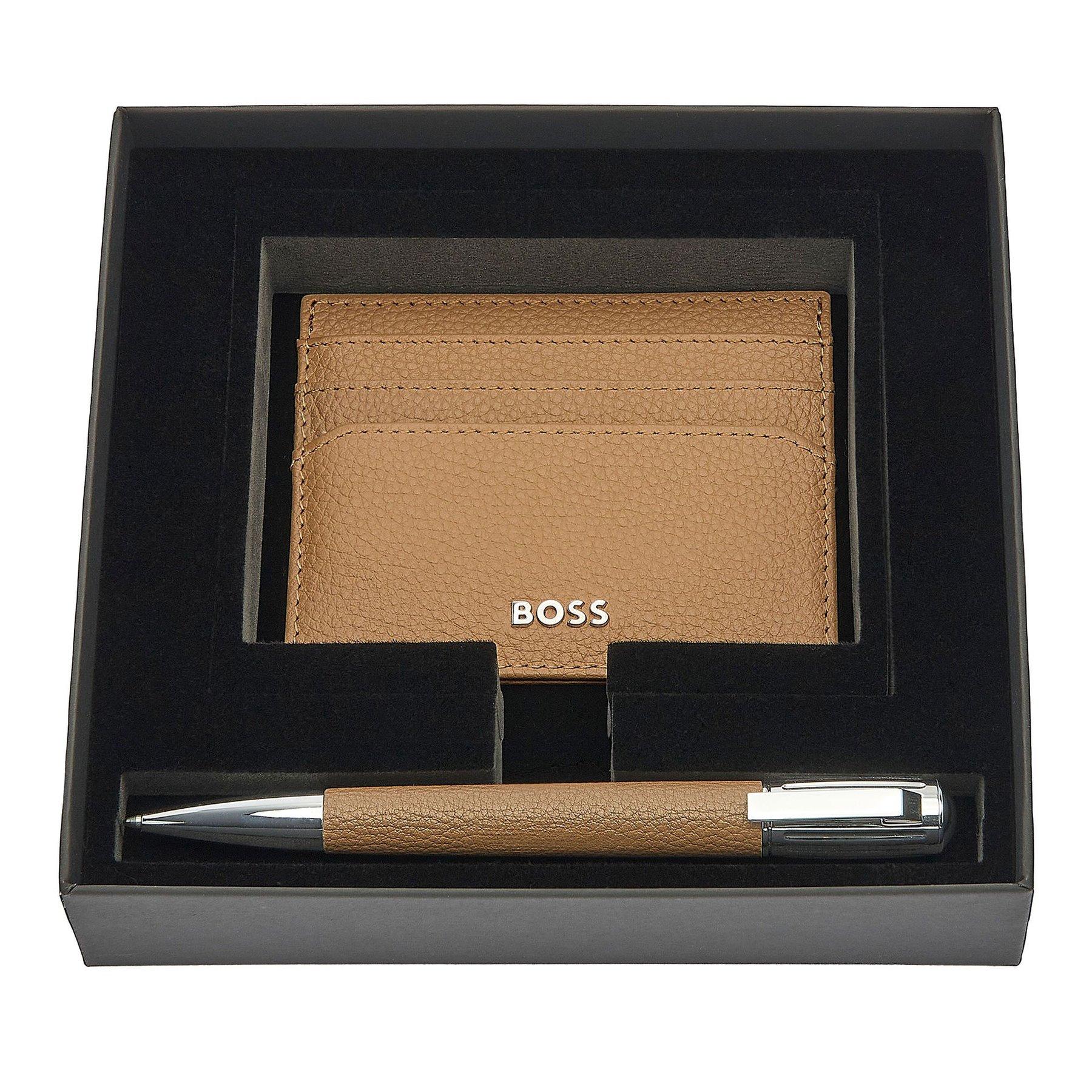 Hugo Boss Комплект калъф карти и химикалка Classic Grained, с 6 отделения, карамел | JAR Computers Hugo Boss Комплект калъф карти и химикалка Classic Grained, с 6 отделения, карамел