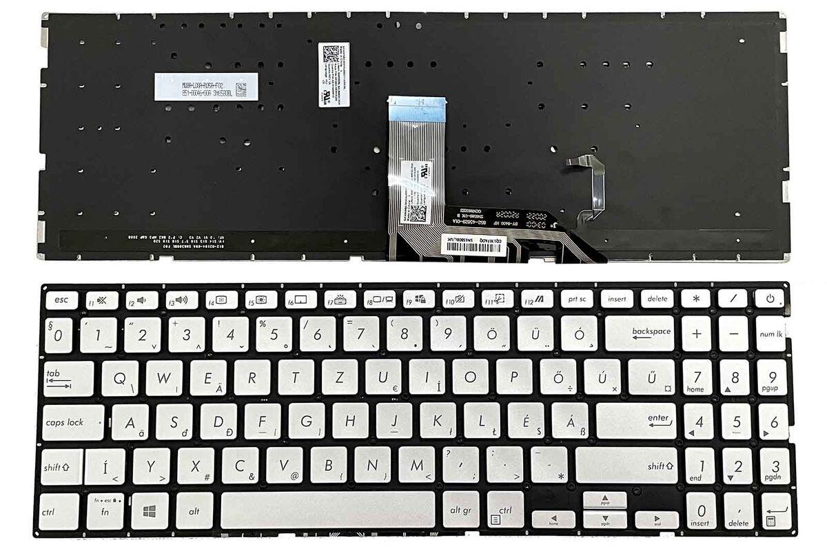 Клавиатура за лаптоп Asus VivoBook S15 S532 S532F S532FA S532FL Сребриста Без Рамка С Малък Ентър с Подсветка