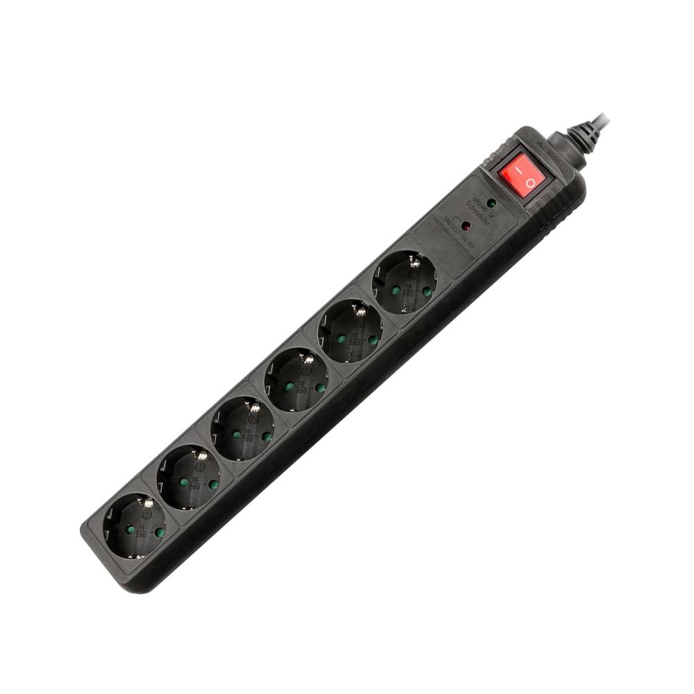 Разклонител с ключ Xmart GNBKS06, Защита от пренапрежение, 6 гнезда, 1.5 м, Черен | JAR Computers Разклонител с ключ Xmart GNBKS06, Защита от пренапрежение, 6 гнезда, 1.5 м, Черен