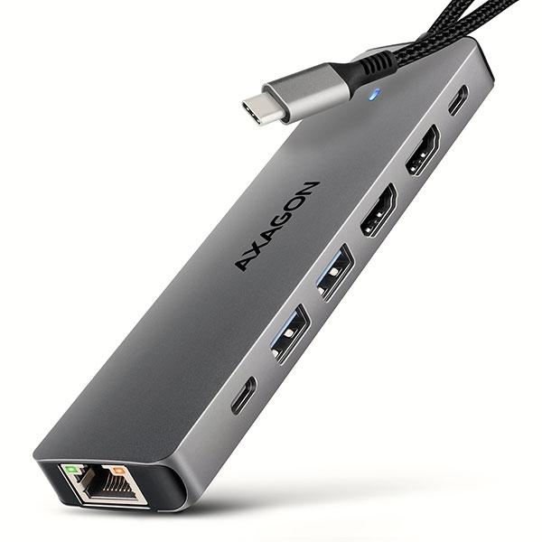 USB-C Multiport,2xHDMI,PD,Giga LAN,AXAGON HMC-7HX2 | JAR Computers USB-C Multiport,2xHDMI,PD,Giga LAN,AXAGON HMC-7HX2