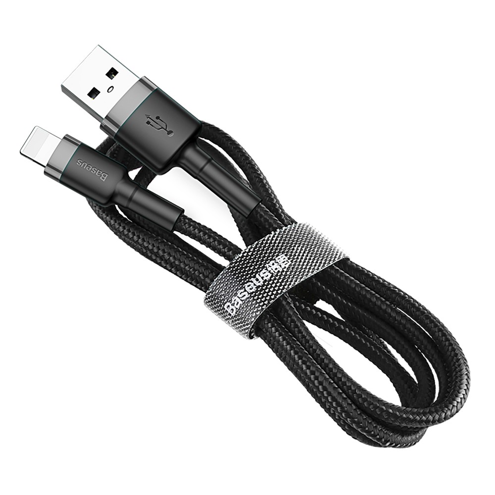 Baseus Cafule USB Lightning Cable (CALKLF-AV1) - Lightning USB кабел за Apple устройства с Lightning порт (50 см) (сив-черен)