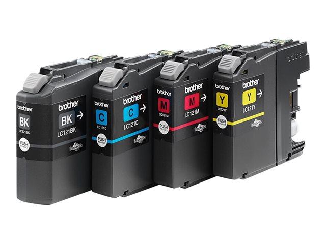 BROTHER LC-121 ink cartridge black and tri-colour 1-pack blister without alarm