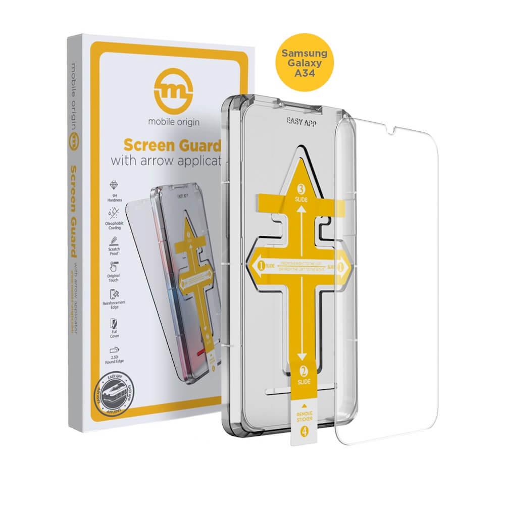 Калено стъклено защитно покритие за дисплея на Samsung Galaxy A34 5G - Mobile Origin Screen Guard Tempered Glass (прозрачен) | JAR Computers Калено стъклено защитно покритие за дисплея на Samsung Galaxy A34 5G - Mobile Origin Screen Guard Tempered Glass (прозрачен)