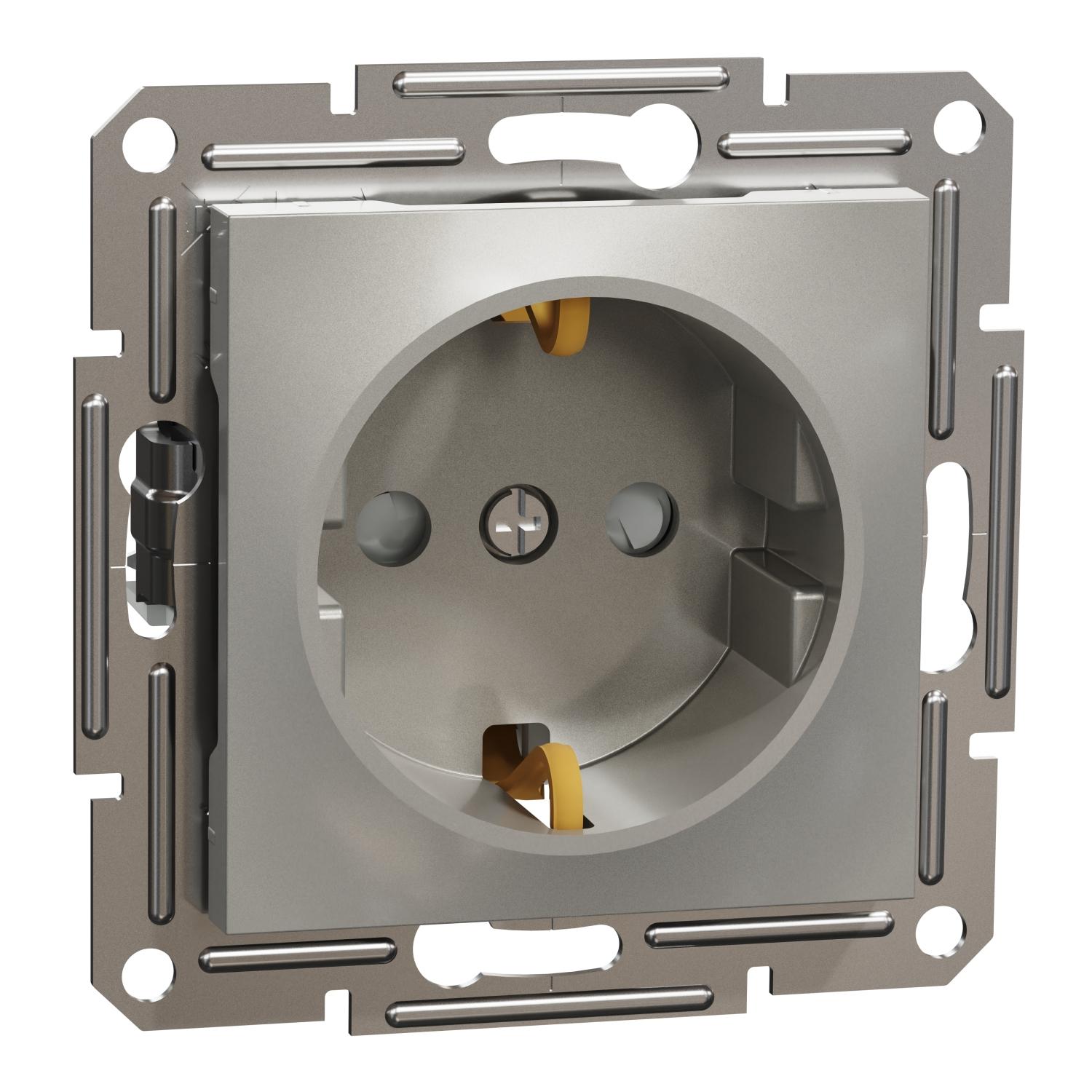 Контакт Шуко с детска защита 16A Бронз без рамка - Schneider Electric Asfora EPH2900269 | JAR Computers Контакт Шуко с детска защита 16A Бронз без рамка - Schneider Electric Asfora EPH2900269