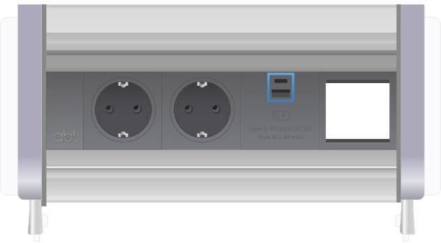Модул Flip-S 4M с 2х Шуко, USB тип A+C и 1х празен модул, цвят Сив/Алуминий, ABL | JAR Computers Модул Flip-S 4M с 2х Шуко, USB тип A+C и 1х празен модул, цвят Сив/Алуминий, ABL