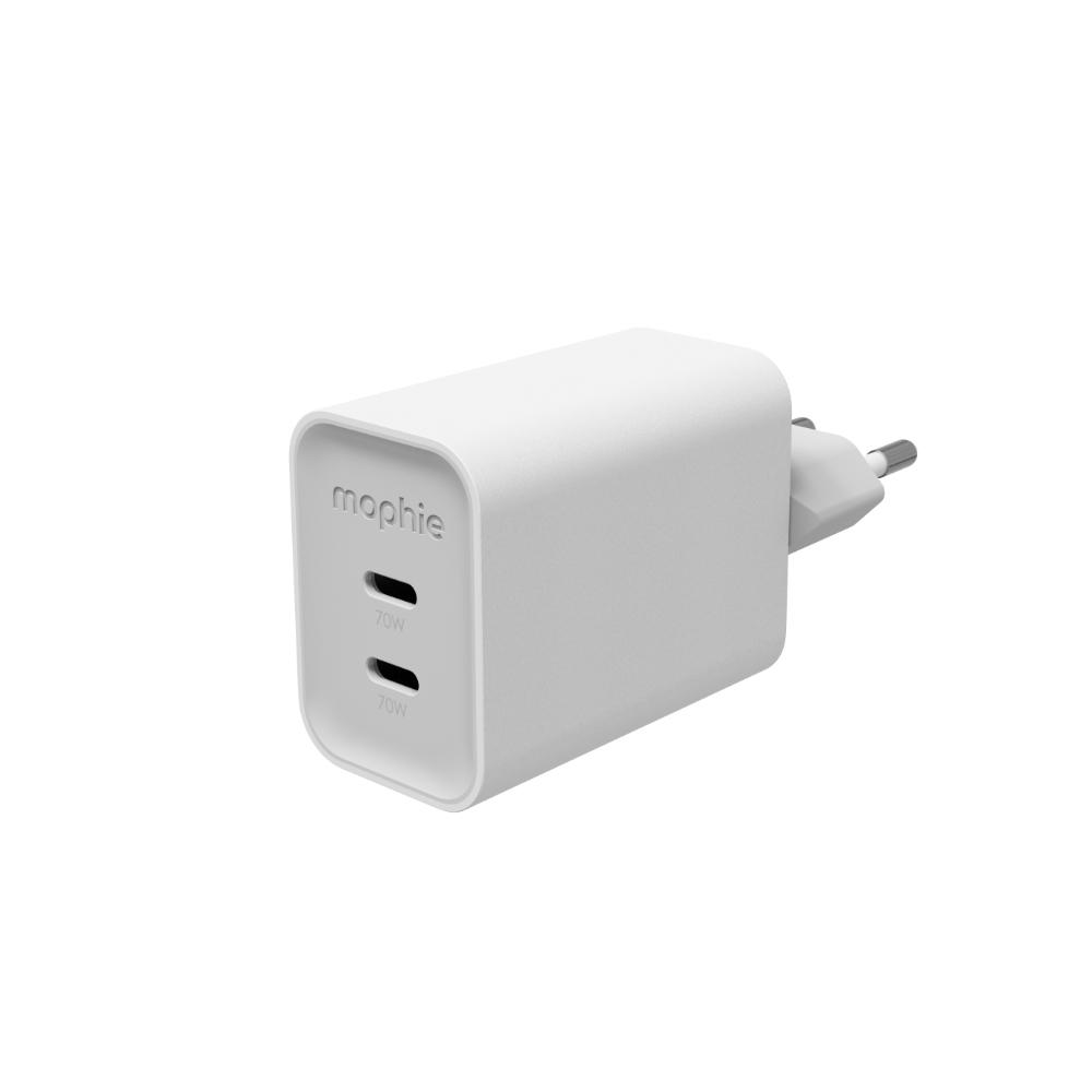Зарядно mophie Power Adapter GaN USB-C Dual 70W ROC 2025 White EU​
