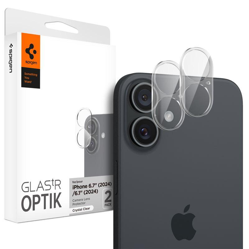2 броя предпазни стъклени протектора за камерата на iPhone 16, iPhone 16 Plus - Spigen Glass tR Optik Lens Protector 2 Pack (прозрачен) | JAR Computers 2 броя предпазни стъклени протектора за камерата на iPhone 16, iPhone 16 Plus - Spigen Glass tR Optik Lens Protector 2 Pack (прозрачен)