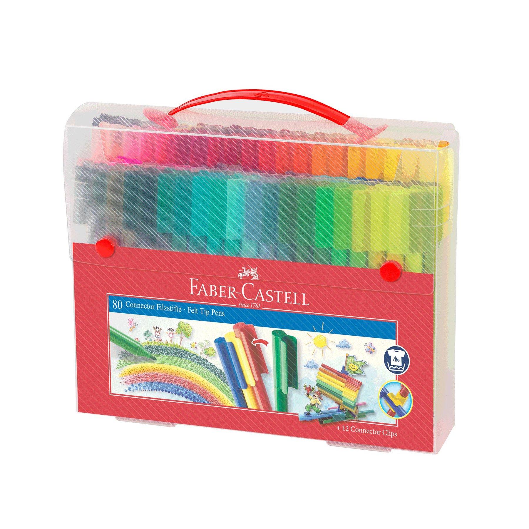 Faber-Castell Флумастери Connector, 80 цвята и 12 клипса | JAR Computers Faber-Castell Флумастери Connector, 80 цвята и 12 клипса