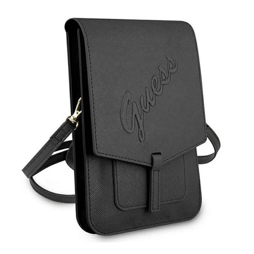 Кожена чанта (портфейл) с презрамка - Guess Saffiano Wallet Universal Phone Bag (черен) | JAR Computers Кожена чанта (портфейл) с презрамка - Guess Saffiano Wallet Universal Phone Bag (черен)