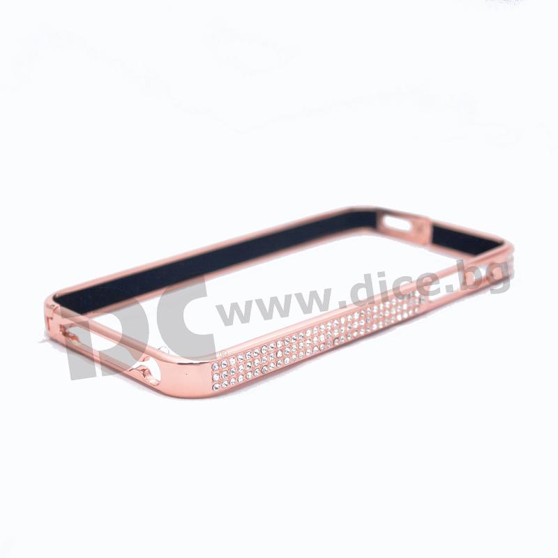 Луксозен метален бъмпер с кристали за iPhone 5S, iPhone 5, iPhone SE - NYX Crystal Bumper (розово злато) | JAR Computers Луксозен метален бъмпер с кристали за iPhone 5S, iPhone 5, iPhone SE - NYX Crystal Bumper (розово злато)