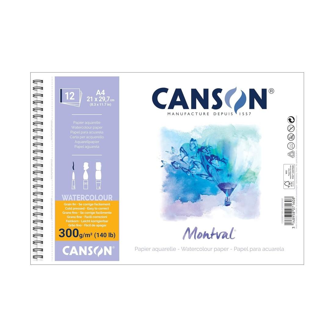 Скицник със спирала CANSON Montval, за акварелни бои, A4, 300 г/кв.м, cold pressed, 12 л. | JAR Computers Скицник със спирала CANSON Montval, за акварелни бои, A4, 300 г/кв.м, cold pressed, 12 л.