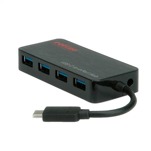 USB HUB 4xUSB3.2,USB-C,Ext.power,Roline 14.02.5035 | JAR Computers USB HUB 4xUSB3.2,USB-C,Ext.power,Roline 14.02.5035