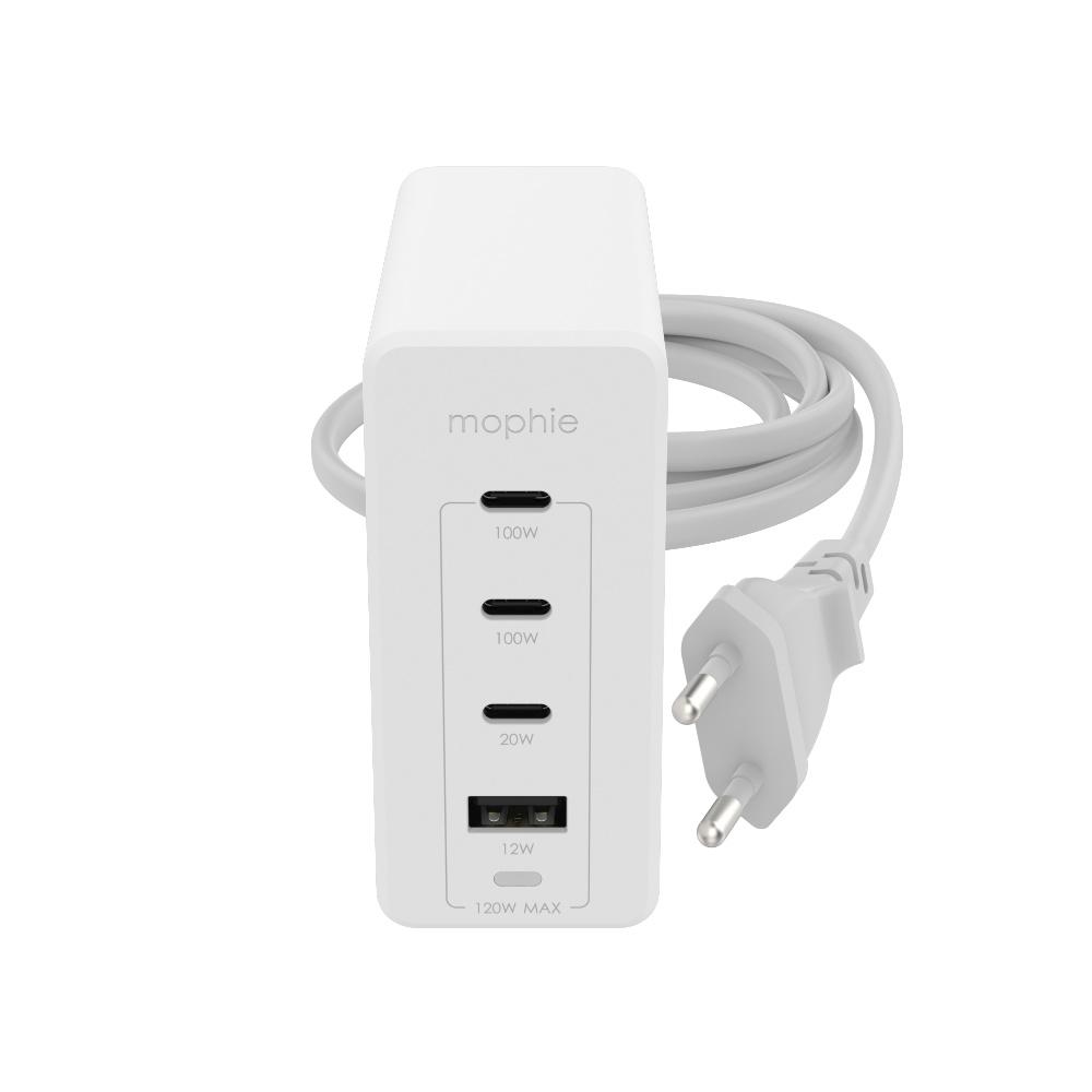 Зарядно Мophie Wall Adapter USB-C PD HUB 120W GAN White EU (3xUSBC + 1xUSBA)