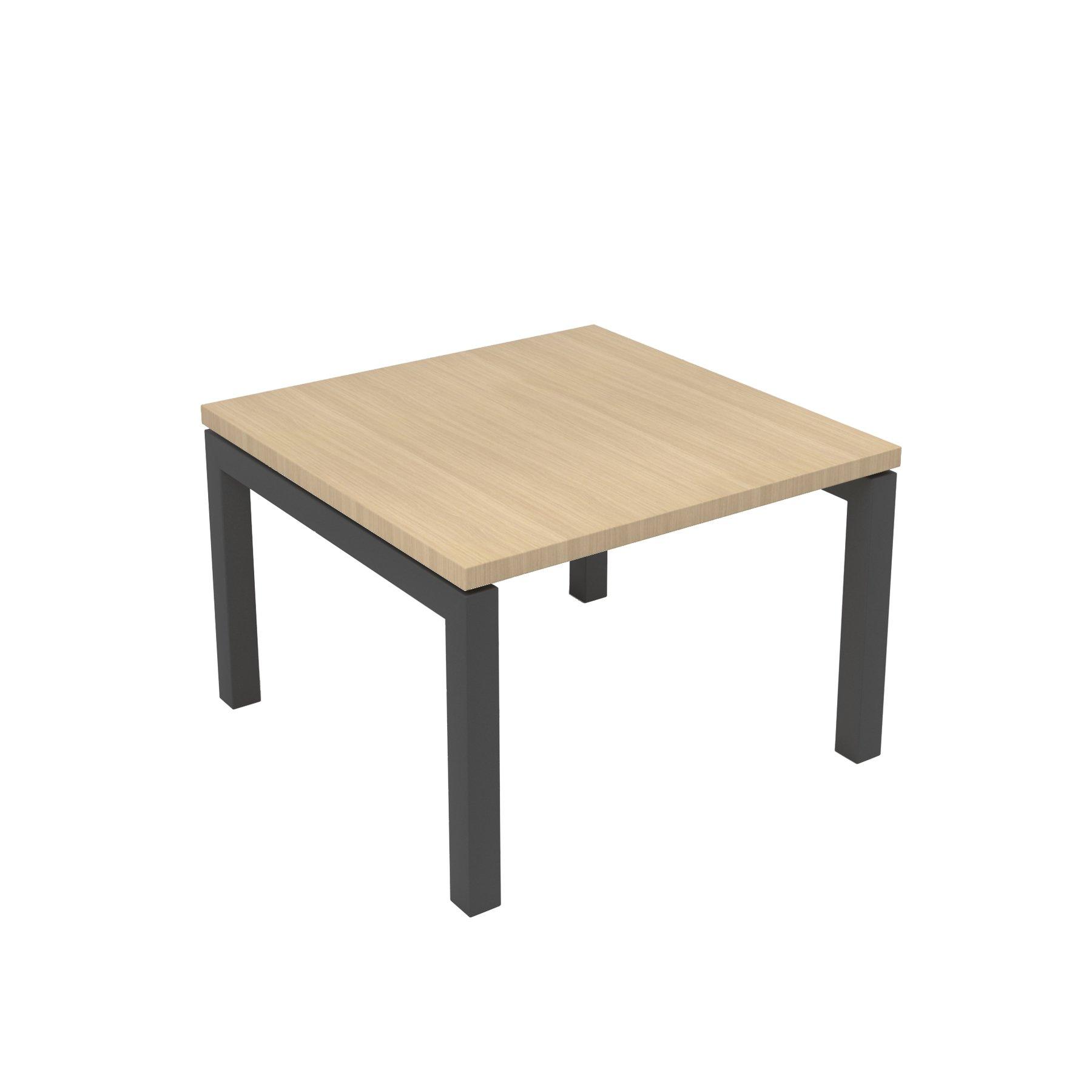 Ниска маса Narbutas Nova, 600 x 600 x 400 mm, квадратен плот, ПДЧ, меламин избелен дъб, тъмносив метал, крак тип U