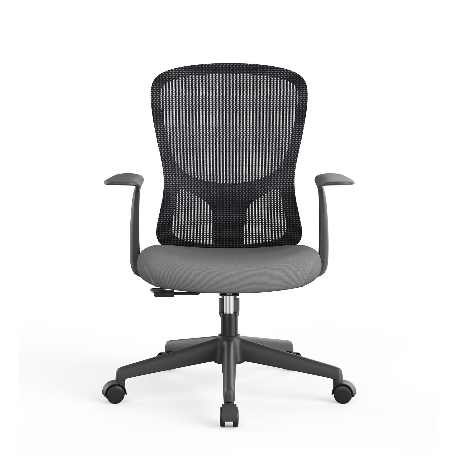 Офис стол RFG Smarter W, дамаска и меш, до 120 kg, сива седалка, сива облегалка