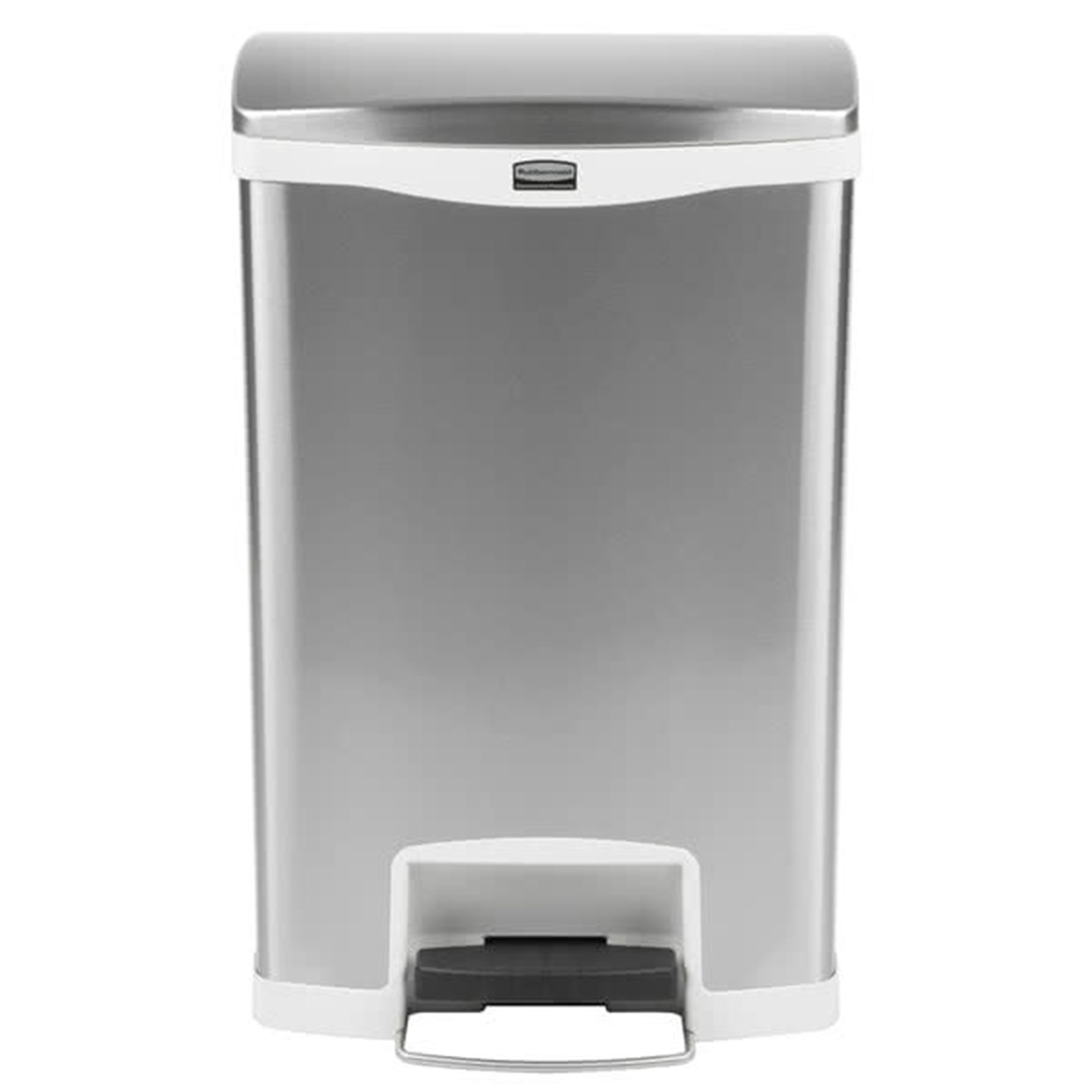 Rubbermaid Кош Slim Jim Front, метален, 50 L, бял