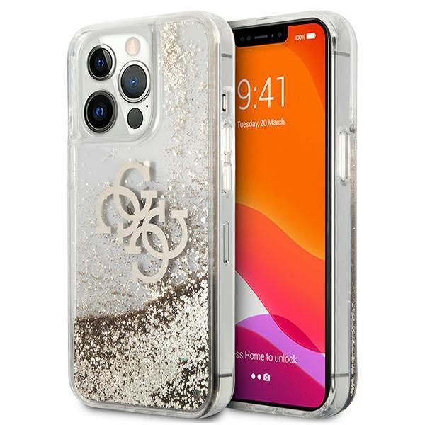 Дизайнерски кейс с висока защита за iPhone 13 Pro Max - Guess Liquid Big Liquid Glitter Case (златист) | JAR Computers Дизайнерски кейс с висока защита за iPhone 13 Pro Max - Guess Liquid Big Liquid Glitter Case (златист)