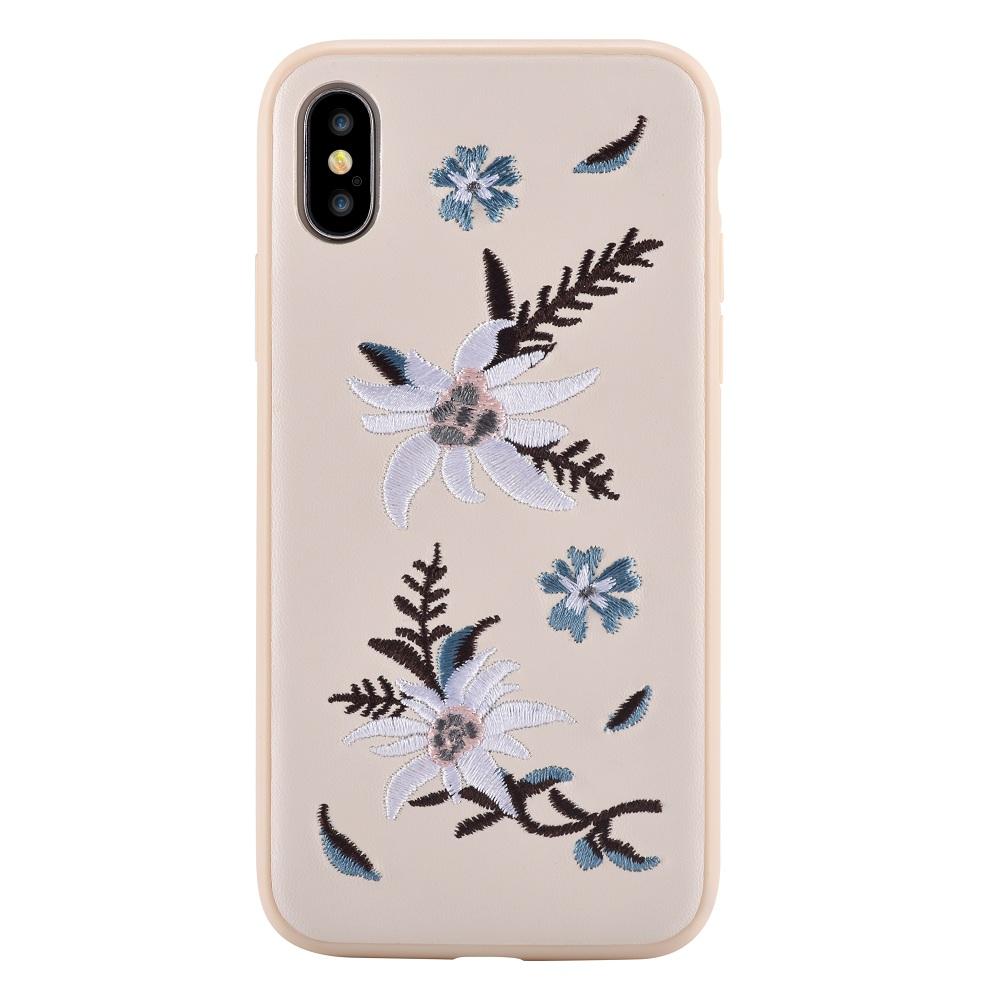 Дизайнерски кожен кейс с ръчна бродерия за iPhone XS, iPhone X - Devia Flower Embroidery Jalam Case (бежов) | JAR Computers Дизайнерски кожен кейс с ръчна бродерия за iPhone XS, iPhone X - Devia Flower Embroidery Jalam Case (бежов)