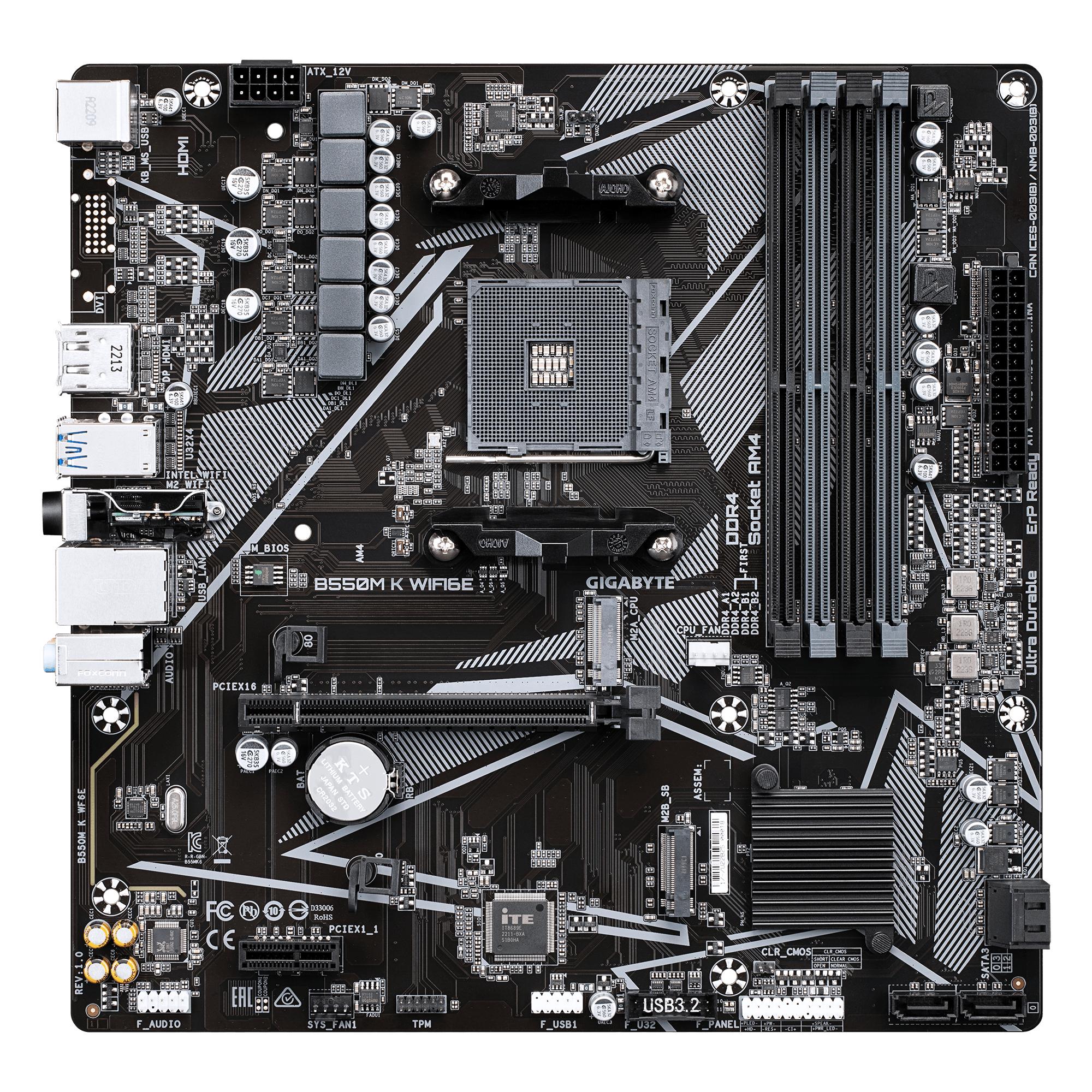 Дънна платка GIGABYTE B550M K Wi-Fi 6E, AM4