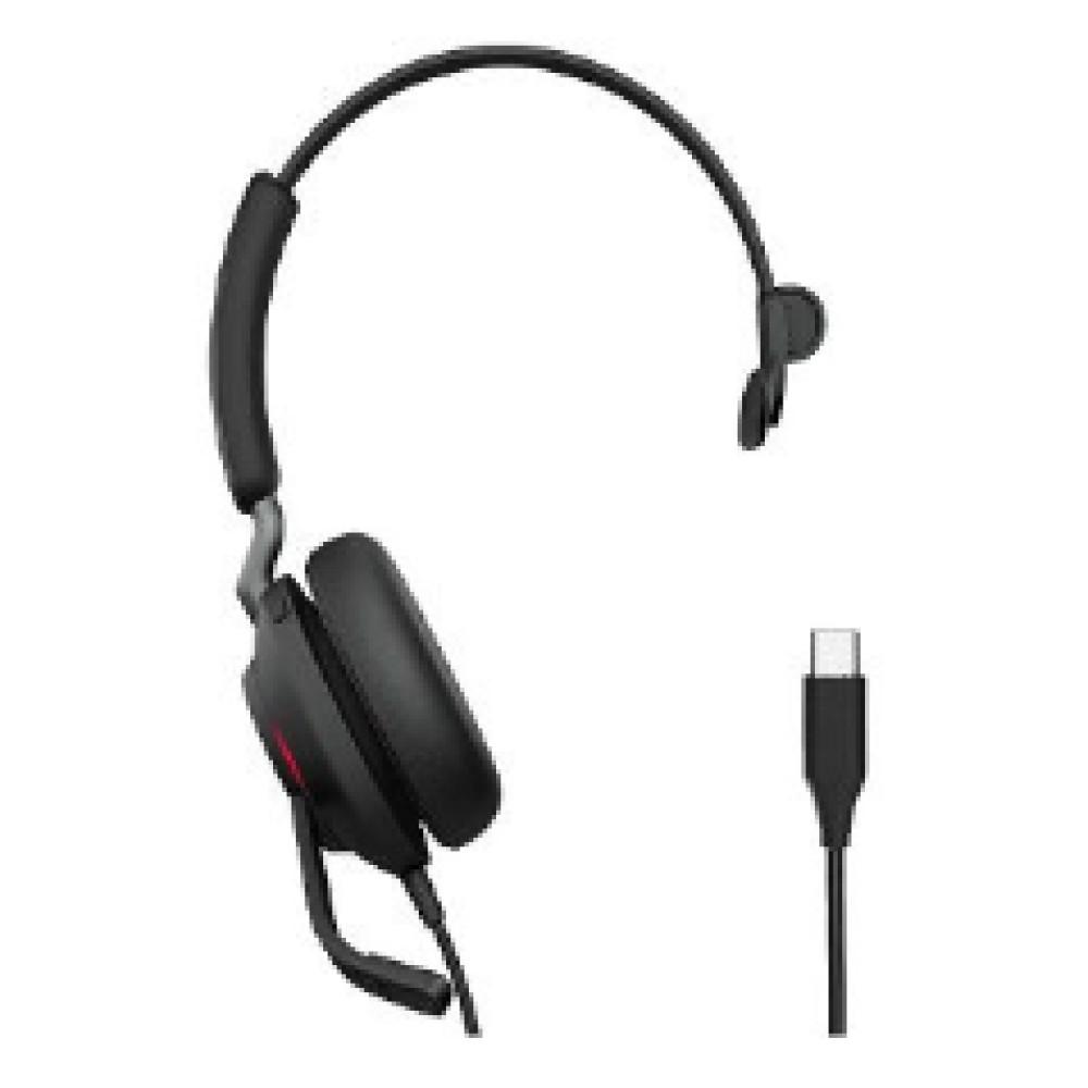 Jabra Evolve2 40 SE Mono USB-C UC жична слушалка с удължителен кабел | JAR Computers Jabra Evolve2 40 SE Mono USB-C UC жична слушалка с удължителен кабел