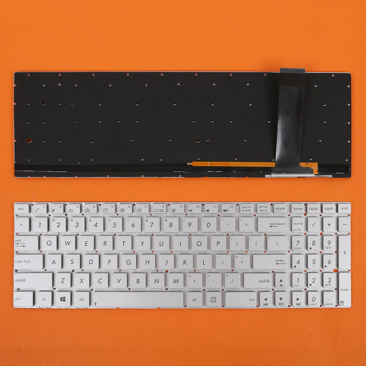 Клавиатура за лаптоп Asus N56V U500VZ N76 R500V R505 S550C A56 N750 Сребриста Без Рамка (Малък Ентър) с Подсветка / Silver Without Frame US Backlit | JAR Computers Клавиатура за лаптоп Asus N56V U500VZ N76 R500V R505 S550C A56 N750 Сребриста Без Рамка (Малък Ентър) с Подсветка / Silver Without Frame US Backlit