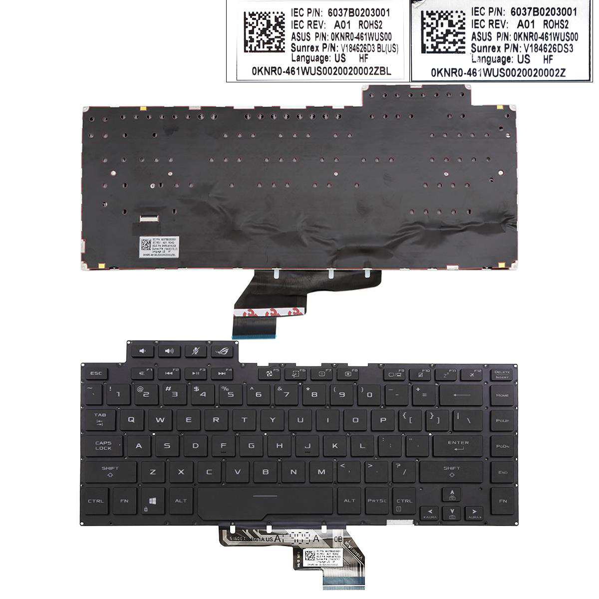 Клавиатура за лаптоп Asus ROG ZEPHYRUS GU502 GU502G GU502GU GU502GV Black Without Frame With Backlit  / Черна Без Рамка с Подсветка с Малък Ентър US | JAR Computers Клавиатура за лаптоп Asus ROG ZEPHYRUS GU502 GU502G GU502GU GU502GV Black Without Frame With Backlit  / Черна Без Рамка с Подсветка с Малък Ентър US