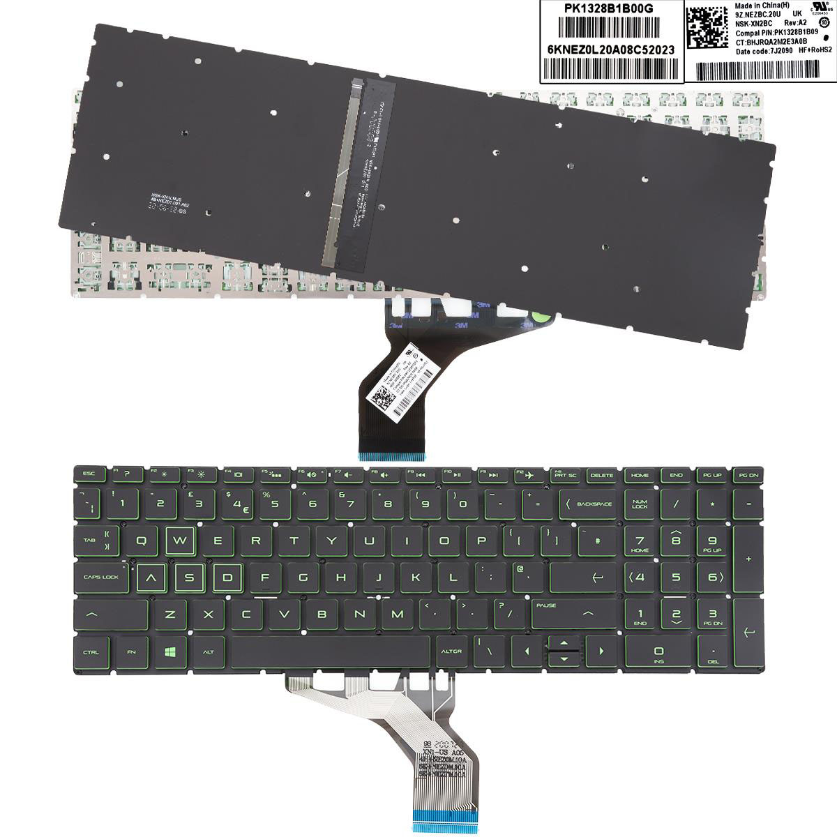 Клавиатура за лаптоп HP Pavilion 15-DA 250 255 G7 Gen7 7th Gen Black Without Frame US With Backlit / Черна Без Рамка (Малък Ентър) с Подсветка (Green Side) | JAR Computers Клавиатура за лаптоп HP Pavilion 15-DA 250 255 G7 Gen7 7th Gen Black Without Frame US With Backlit / Черна Без Рамка (Малък Ентър) с Подсветка (Green Side)