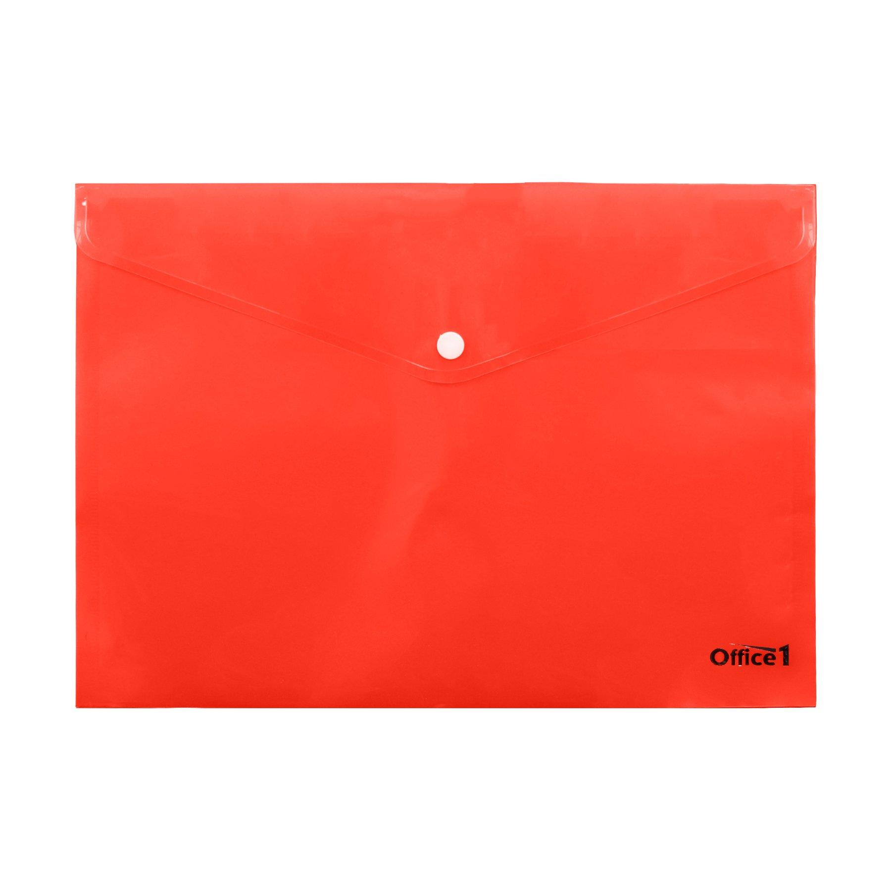 Office 1 Папка, А4, с копче, прозрачна, червена | JAR Computers Office 1 Папка, А4, с копче, прозрачна, червена