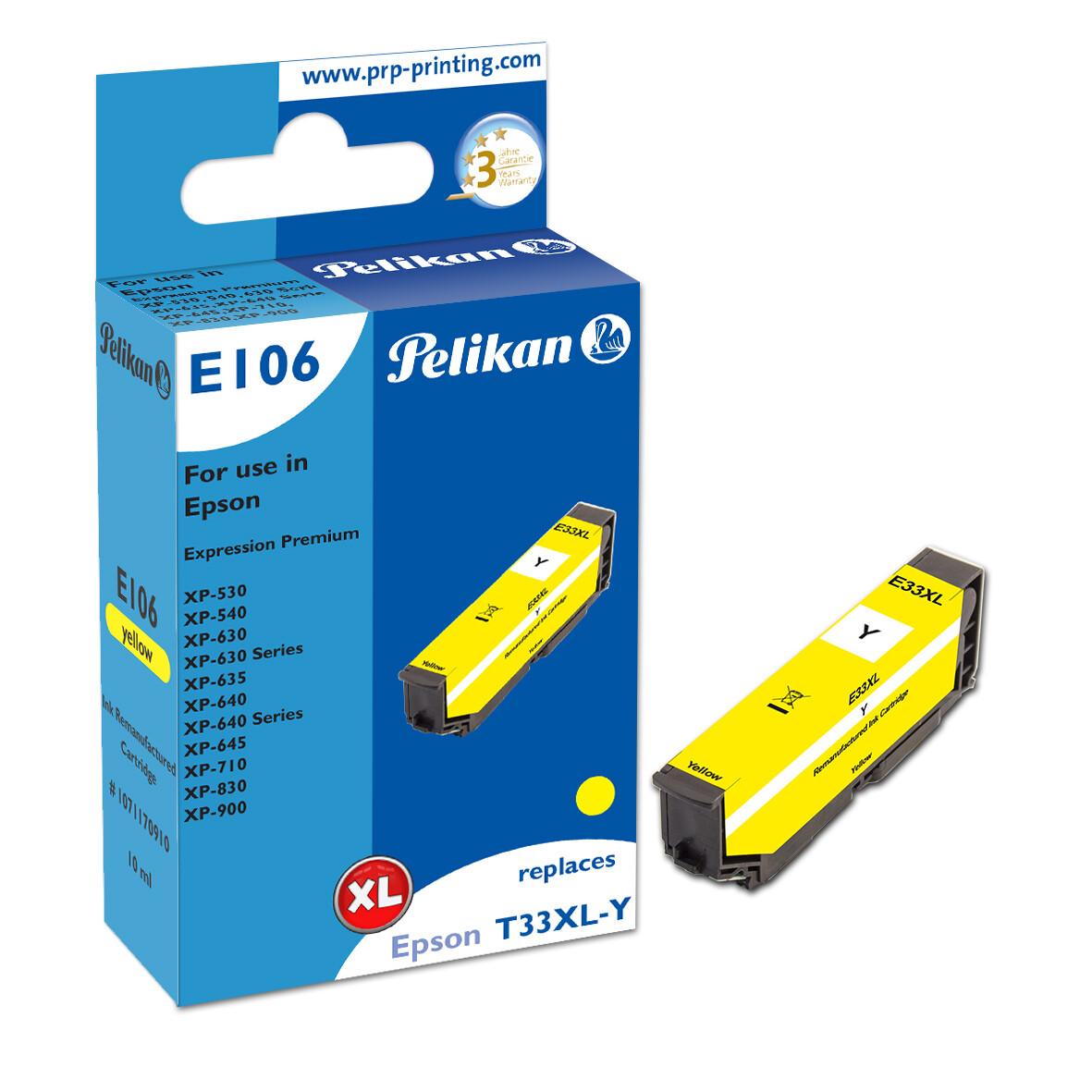 Pelikan E106 глава и патрон за мастиленоструен принтер 1 броя Съвместим Висок (XL) добив Жълт | JAR Computers Pelikan E106 глава и патрон за мастиленоструен принтер 1 броя Съвместим Висок (XL) добив Жълт