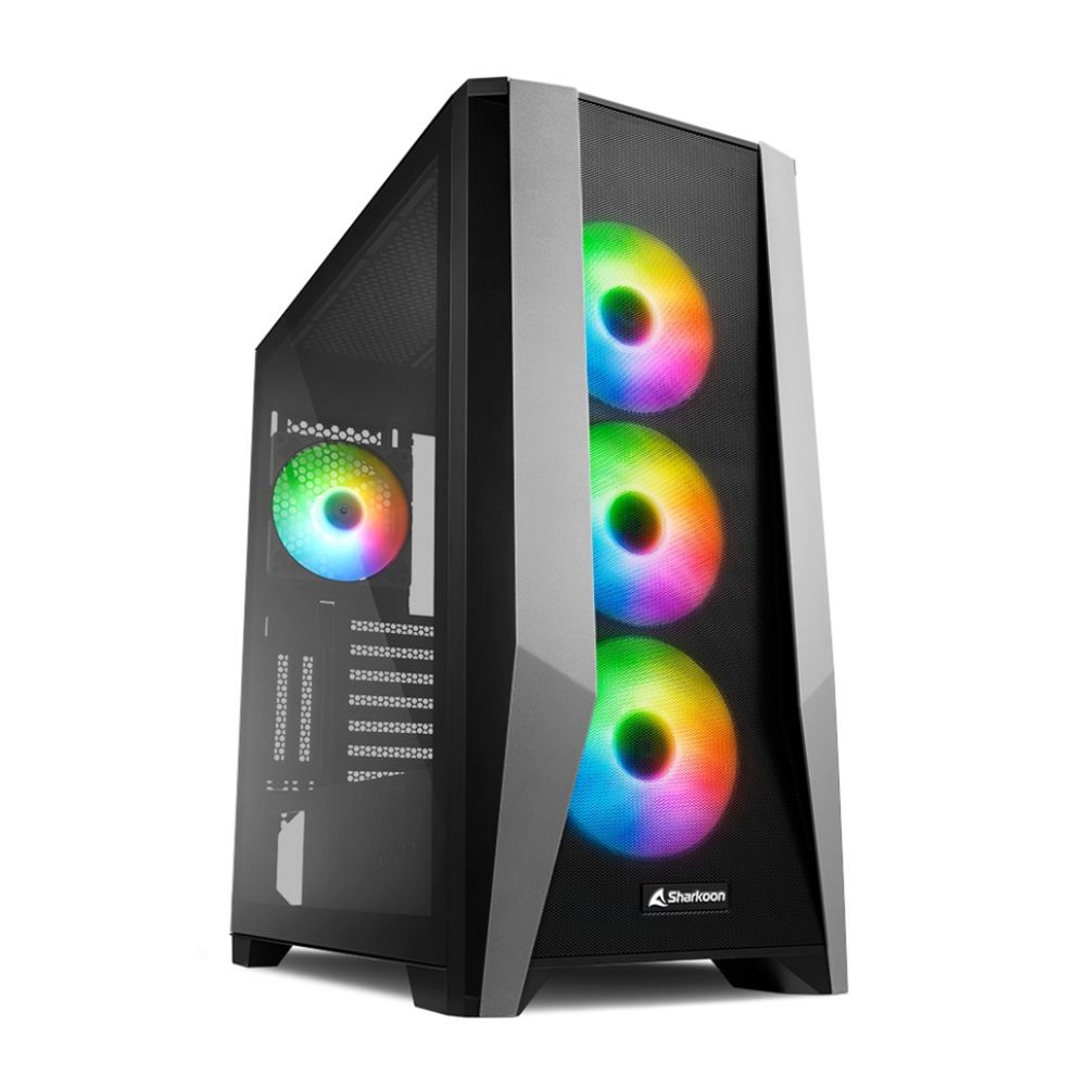 Sharkoon TG7M RGB Gaming Midi Tower Κουτί Υπολογιστή με Πλαϊνό Παράθυρο Μαύρο (TG7M) (SHRTG7M)