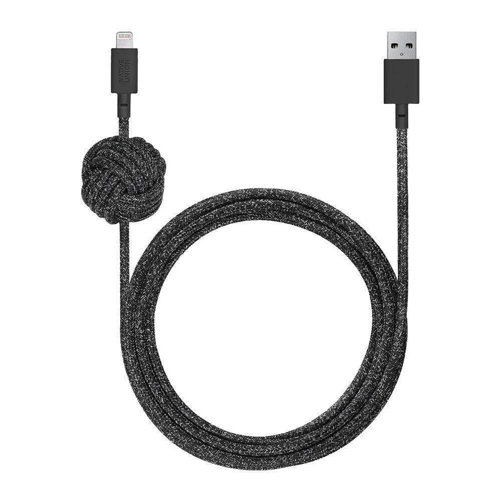 Здрав плетен кабел за устройства с Lightning порт (3 метра) - Native Union Night Cable Lightning (черен) | JAR Computers Здрав плетен кабел за устройства с Lightning порт (3 метра) - Native Union Night Cable Lightning (черен)