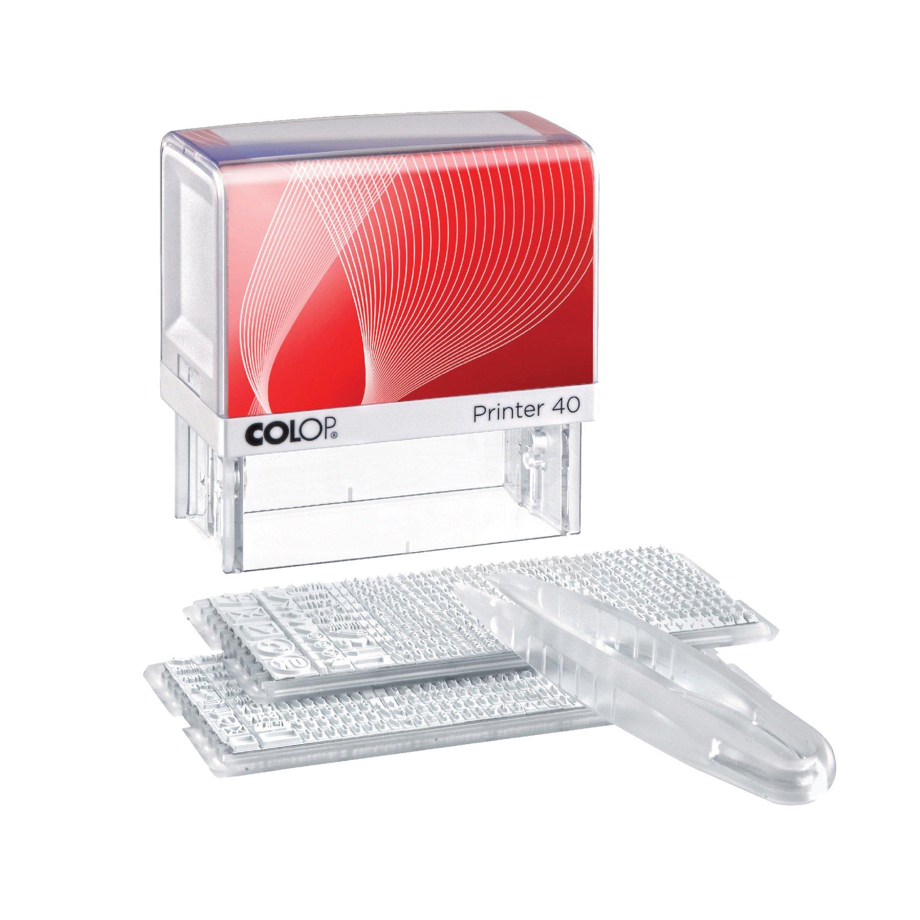 Colop Печат Printer 40/2 Set, самонареждащ се, 23 x 59 mm, с букви на кирилица и латиница | JAR Computers Colop Печат Printer 40/2 Set, самонареждащ се, 23 x 59 mm, с букви на кирилица и латиница