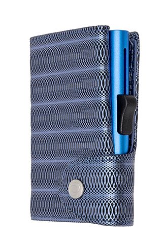 Картодържател C-SECURE XL с портфейл, Blue Metallic leather | JAR Computers Картодържател C-SECURE XL с портфейл, Blue Metallic leather