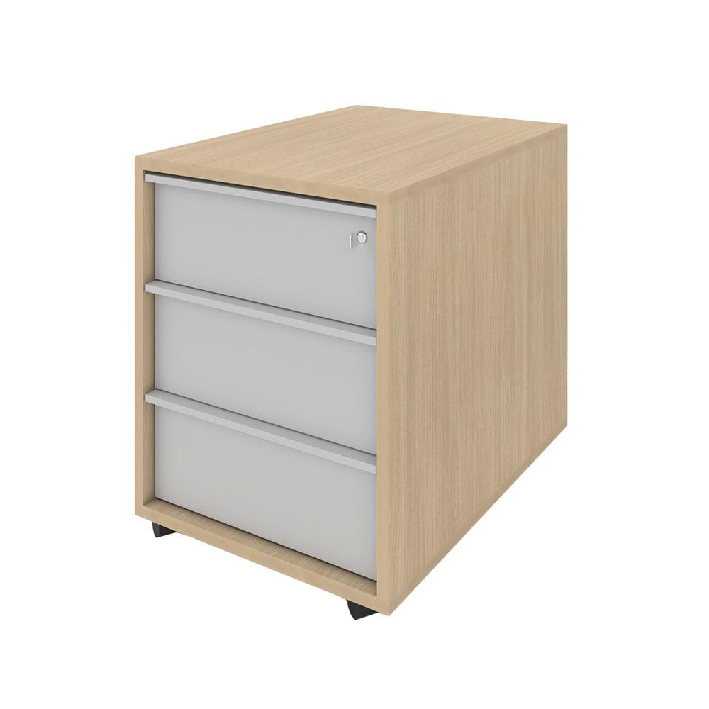 Контейнер за бюро Narbutas Nova, с 3 чекмеджета, с включен ключ, 42.8 x 60 x 56 cm, с колелца, ПДЧ
