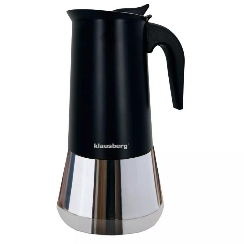 Кубинска кафеварка Klausberg KB 7847, 12 чаши, 600 мл, Неръждаема стомана, Индукция, Черен/Инокс