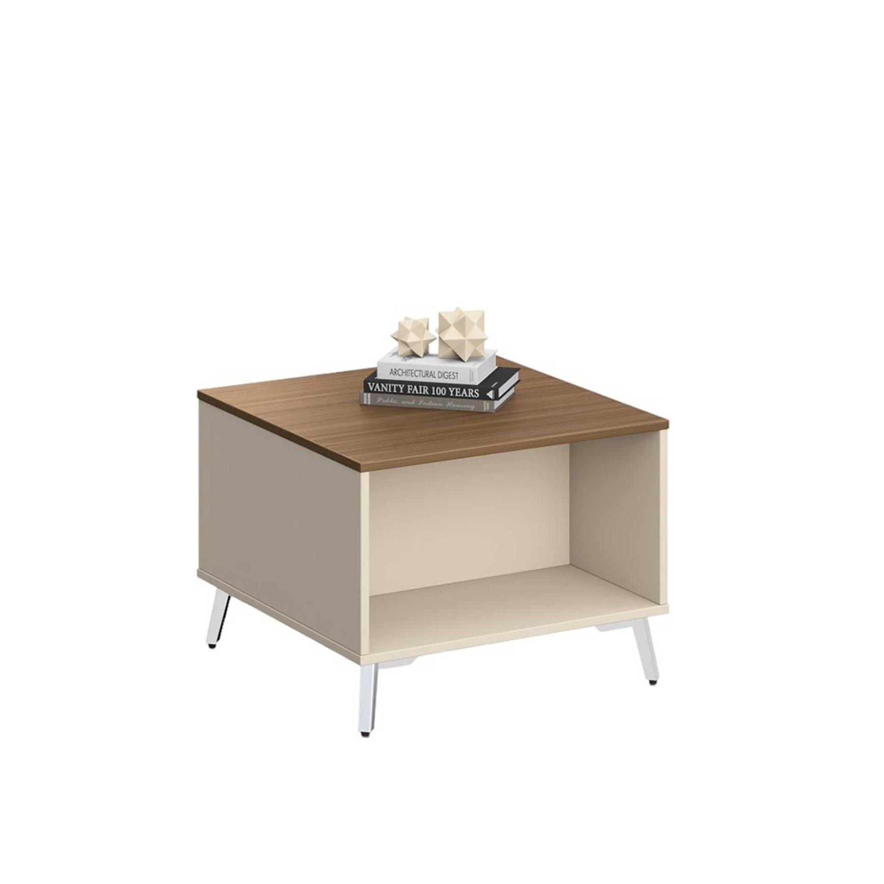 Ниска маса RFG Paris, 600 х 600 х 450 mm, квадратен плот, ПДЧ 25 mm, орех и сиво