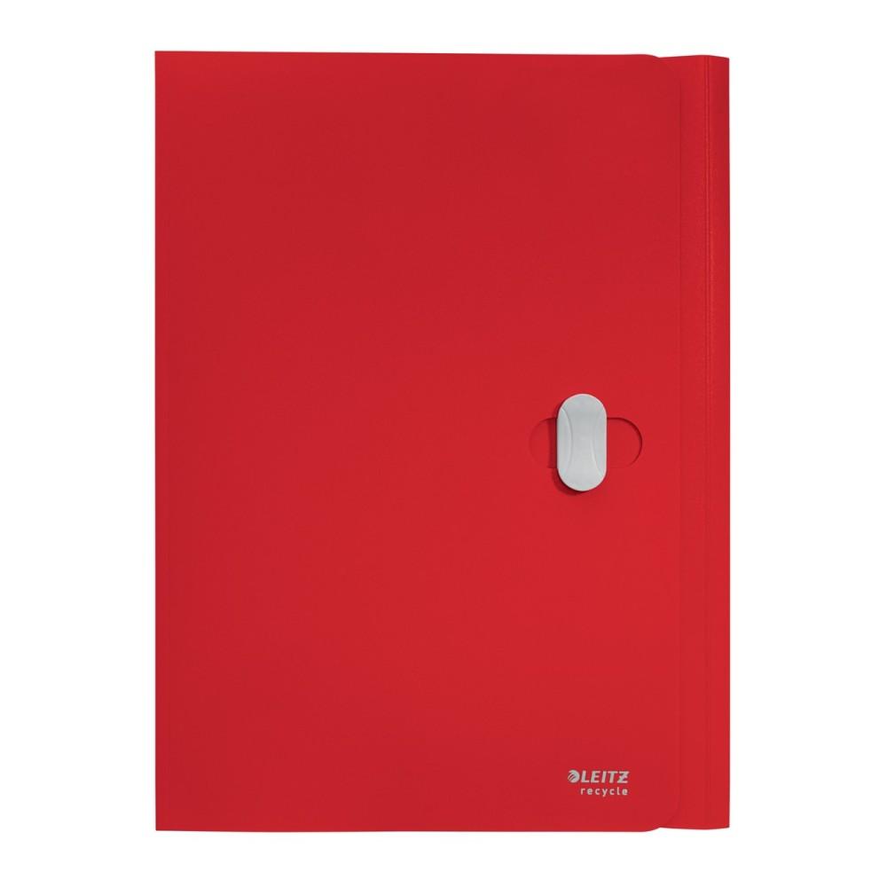 Папка с 3 капака и клипс LEITZ Recycle, A4, рециклиран РР, червена | JAR Computers Папка с 3 капака и клипс LEITZ Recycle, A4, рециклиран РР, червена