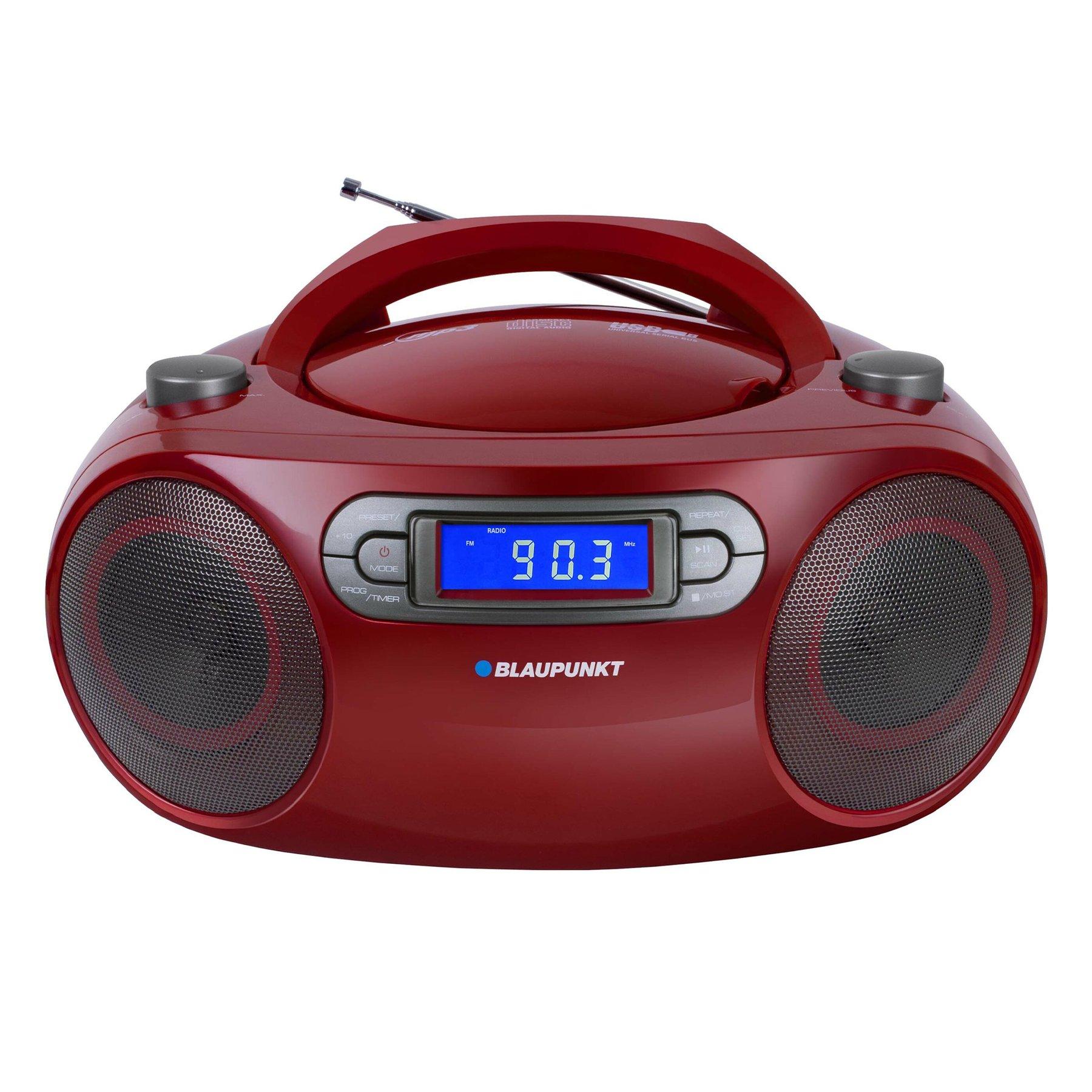 Радио Blaupunkt Boombox BB18RD, FM/CD/MP3/USB/AUX, червено, 4 W | JAR Computers Радио Blaupunkt Boombox BB18RD, FM/CD/MP3/USB/AUX, червено, 4 W