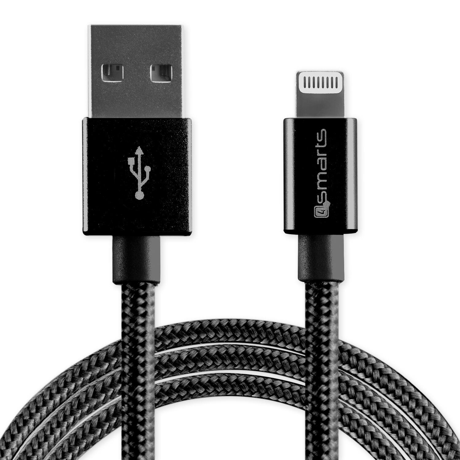 Сертифициран lightning кабел (100 см.) за iPhone, iPad и iPod с Lightning вход - 4smarts MFI RapidCord FlipPlug Lightning Data Cable 1m. (черен) | JAR Computers Сертифициран lightning кабел (100 см.) за iPhone, iPad и iPod с Lightning вход - 4smarts MFI RapidCord FlipPlug Lightning Data Cable 1m. (черен)