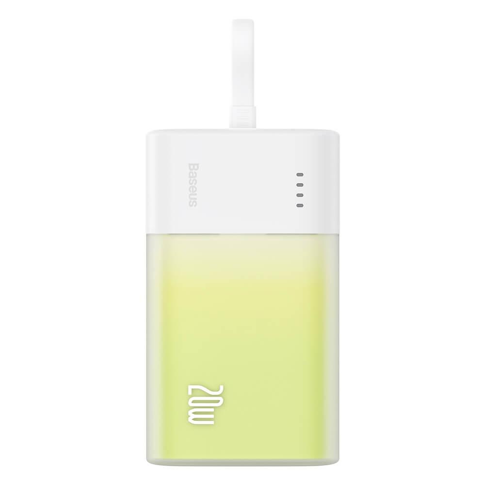 Външна батерия 10000 mAh с вграден Lightning кабел и USB-C порт - Baseus Popsicle Power Bank with Lightning Cable 20W 5200mAh (бял-зелен) | JAR Computers Външна батерия 10000 mAh с вграден Lightning кабел и USB-C порт - Baseus Popsicle Power Bank with Lightning Cable 20W 5200mAh (бял-зелен)
