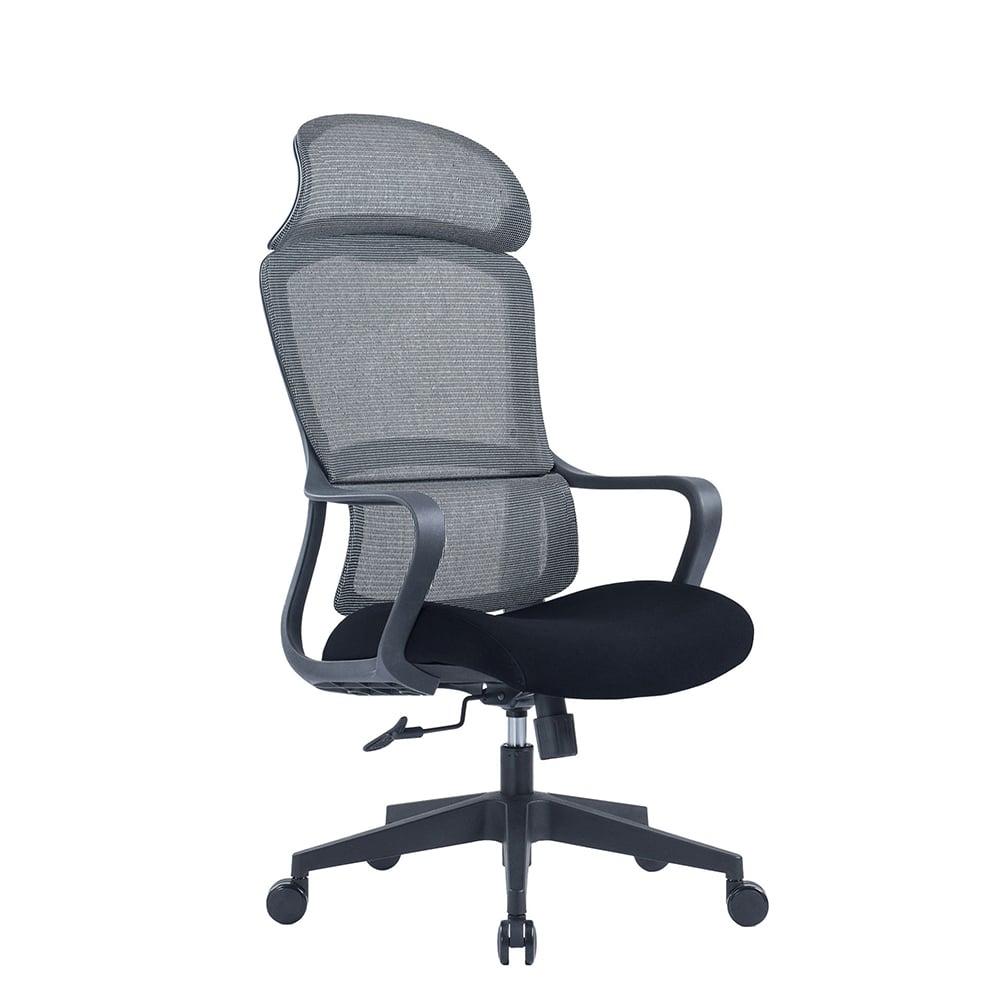 Директорски стол RFG Best HB, дамаска и меш, Tilt механизъм, до 120 kg, черна седалка, сива облегалка, промоция Вземи 2, плати 1